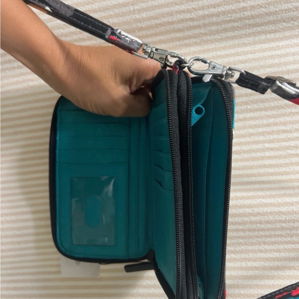 Vera Bradley Teal Multi-Zip Crossbody Wallet